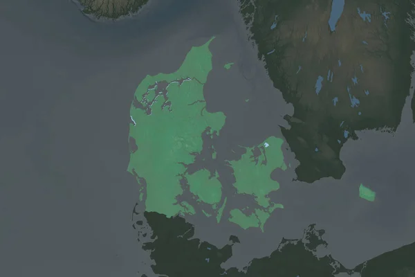 Forma Dinamarca Separada Por Desaturación Las Áreas Vecinas Mapa Topográfico — Foto de Stock