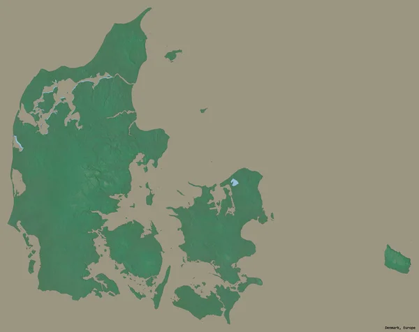 Alakja Dánia Tőke Elszigetelt Szilárd Színű Háttér Topográfiai Domborzati Térkép — Stock Fotó