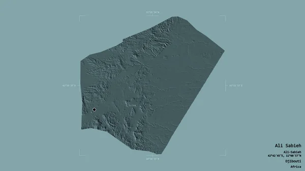 Area Ali Sabieh Region Djibouti Isolated Solid Background Georeferenced Bounding — Stock Photo, Image