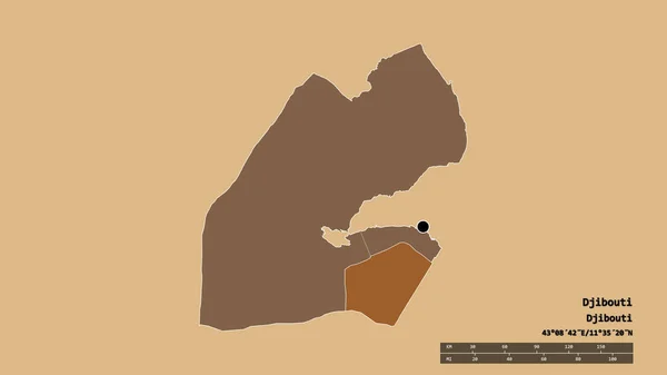 主要な地域部門と分離アリ サビエフ地域とジブチの荒廃した形 ラベル パターン化されたテクスチャの構成 3Dレンダリング — ストック写真