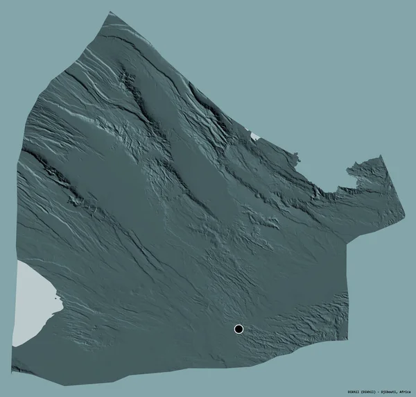 Kształt Dikhil Region Dżibuti Jego Kapitału Izolowane Stałym Tle Koloru — Zdjęcie stockowe