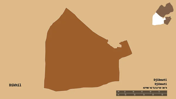 Forma Dikhil Regione Gibuti Con Sua Capitale Isolata Uno Sfondo — Foto Stock