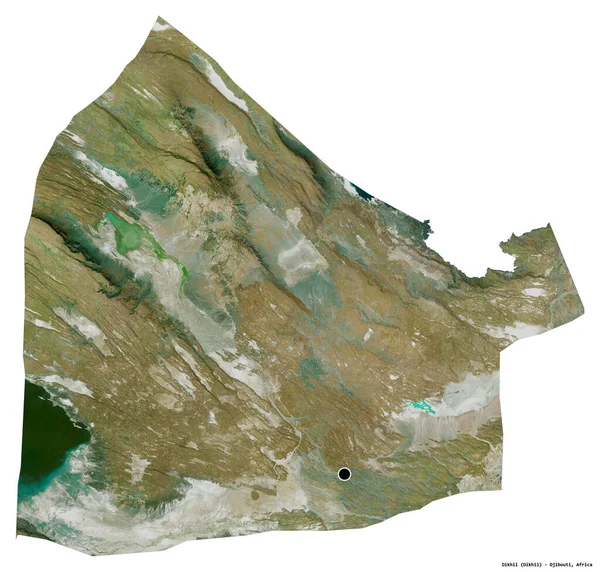 Forma Dikhil Regione Gibuti Con Sua Capitale Isolata Sfondo Bianco — Foto Stock