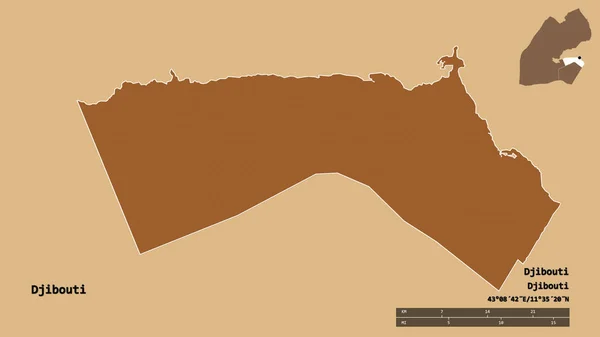 Kształt Dżibuti Miasta Dżibuti Stolicą Odizolowaną Solidnym Tle Skala Odległości — Zdjęcie stockowe