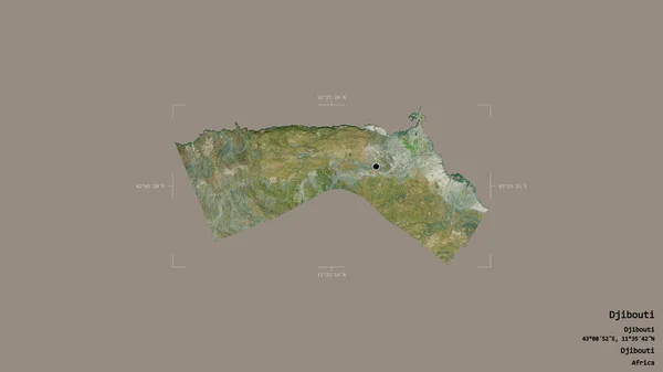 ジブチの都市 ジブチの地域は 洗練された境界ボックス内の強固な背景に隔離されています ラベル 衛星画像 3Dレンダリング — ストック写真