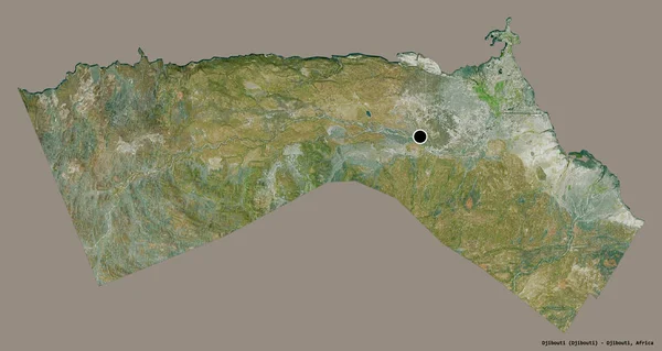 吉布提的形状 吉布提的城市 其首都孤立在一个坚实的色彩背景 卫星图像 3D渲染 — 图库照片