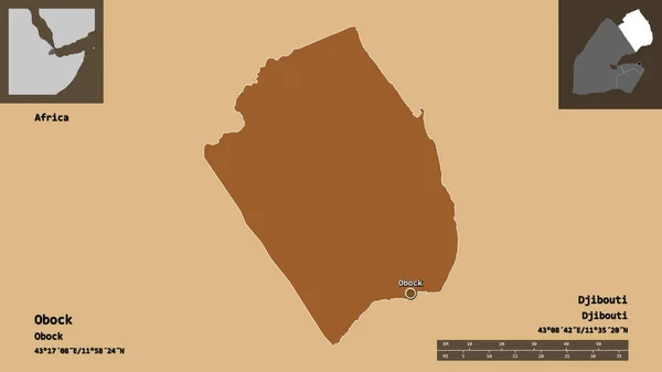 Shape Obock Region Dschibuti Und Seine Hauptstadt Entfernungsskala Vorschau Und — Stockfoto