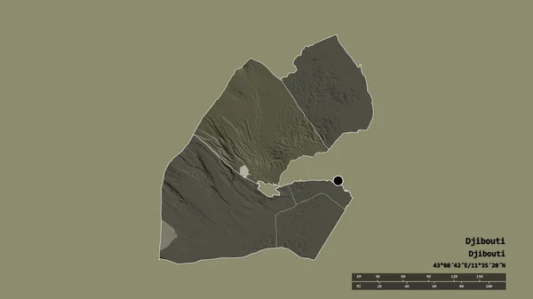Forma Desolata Gibuti Con Sua Capitale Principale Divisione Regionale Area — Foto Stock