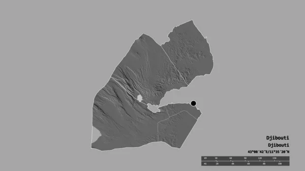 Forma Dessaturada Djibuti Com Sua Capital Principal Divisão Regional Área — Fotografia de Stock