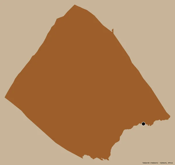 Form Tadjourah Regionen Djibouti Med Sin Huvudstad Isolerad Solid Färg — Stockfoto