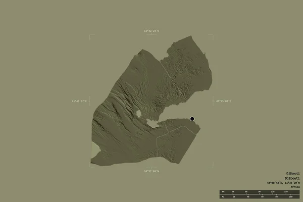 Área Djibouti Aislada Sobre Fondo Sólido Una Caja Delimitadora Georeferenciada — Foto de Stock