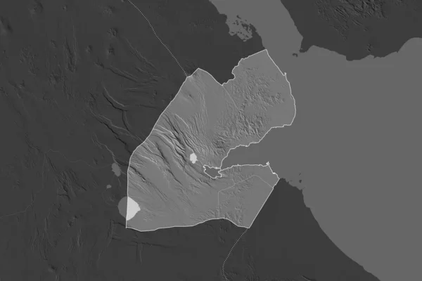 Forma Djibouti Separado Por Desaturación Las Áreas Vecinas Fronteras Mapa — Foto de Stock