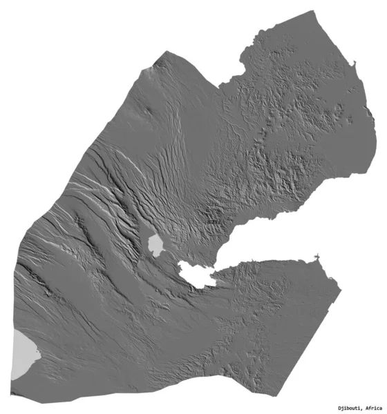 Forma Djibouti Con Capital Aislado Sobre Fondo Blanco Mapa Elevación — Foto de Stock