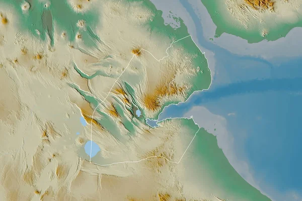 Cibuti Nin Genişletilmiş Alanı Topografik Yardım Haritası Görüntüleme — Stok fotoğraf