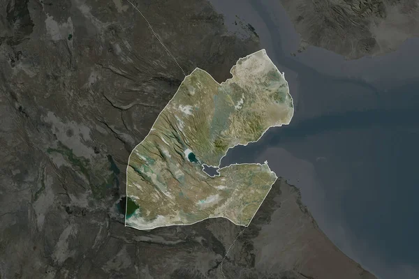 Forme Djibouti Séparée Par Désaturation Des Zones Voisines Frontières Imagerie — Photo