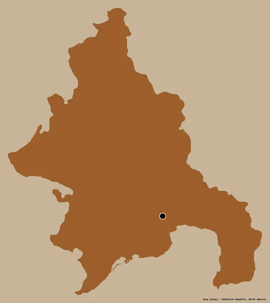 ドミニカ共和国のアズア州の形で その首都はしっかりとした色の背景に隔離されています パターン化されたテクスチャの構成 3Dレンダリング — ストック写真