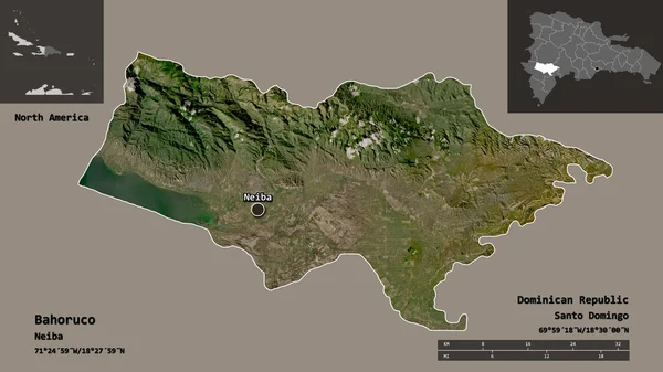Forma Bahoruco Província República Dominicana Sua Capital Escala Distância Previews — Fotografia de Stock
