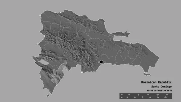 Forma Dessaturada República Dominicana Com Sua Capital Principal Divisão Regional — Fotografia de Stock