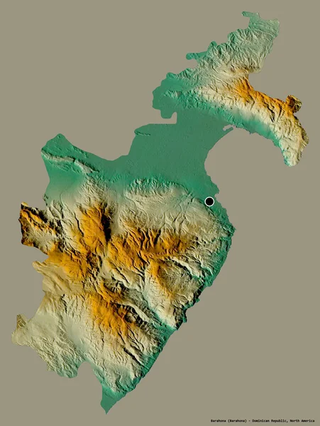 ドミニカ共和国のバラホナ州の形で その首都はしっかりとした色の背景に隔離されています 地形図 3Dレンダリング — ストック写真