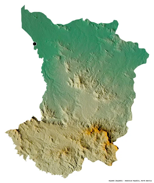 多明尼加共和国Dajabon的形状 其首都被白色背景隔离 地形浮雕图 3D渲染 — 图库照片