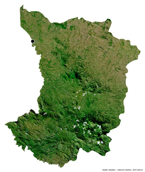ドミニカ共和国の州であるダジャボンの形で その首都は白い背景に孤立しています 衛星画像 3Dレンダリング — ストック写真