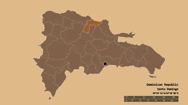 Forma Dessaturada República Dominicana Com Sua Capital Principal Divisão Regional — Fotografia de Stock