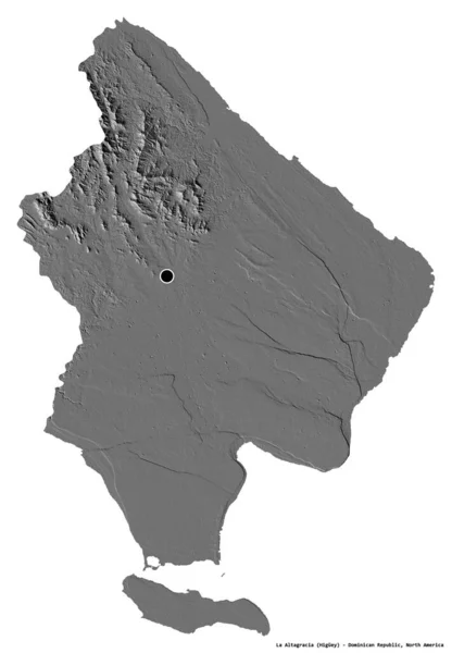 多明尼加共和国La Altagracia的形状 其首都因白色背景而孤立 Bilevel高程图 3D渲染 — 图库照片