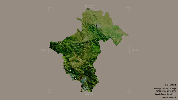 多米尼加共和国拉维加地区 在一个地理参照框的坚实背景上被隔离 卫星图像 3D渲染 — 图库照片