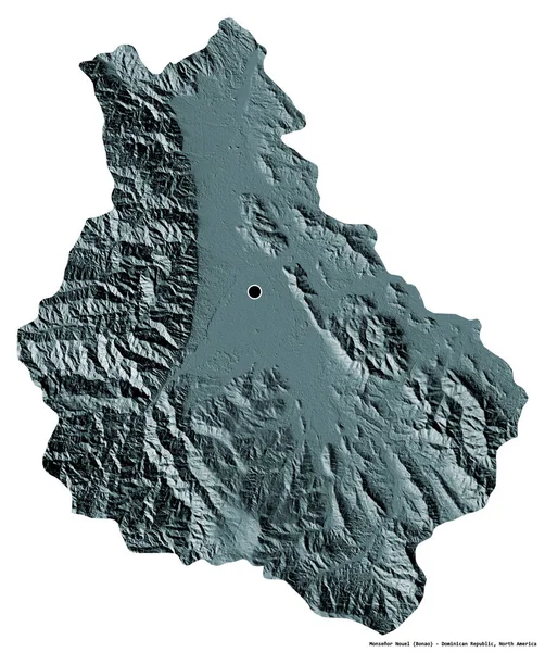 도미니카 공화국 수도는 바탕에 고립되어 지형도 렌더링 — 스톡 사진
