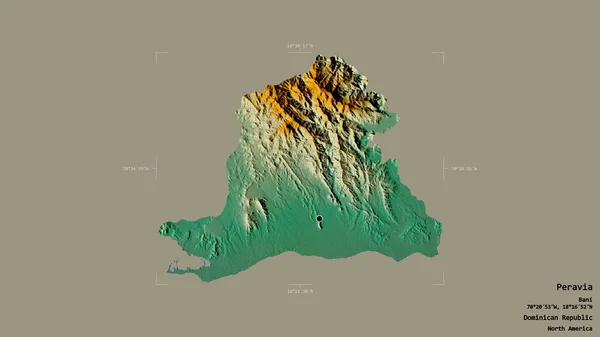 Area Peravia Province Dominican Republic Isolated Solid Background Georeferenced Bounding — Stock Photo, Image