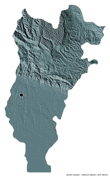 Kształt Salcedo Prowincja Dominikany Stolicą Odizolowaną Białym Tle Kolorowa Mapa — Zdjęcie stockowe