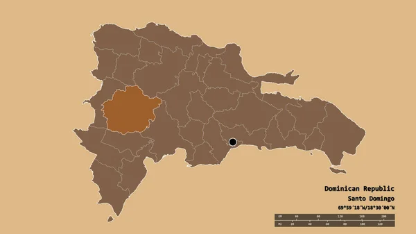 Ослабленная Форма Доминиканской Республики Столицей Основным Региональным Делением Отделенной Областью — стоковое фото