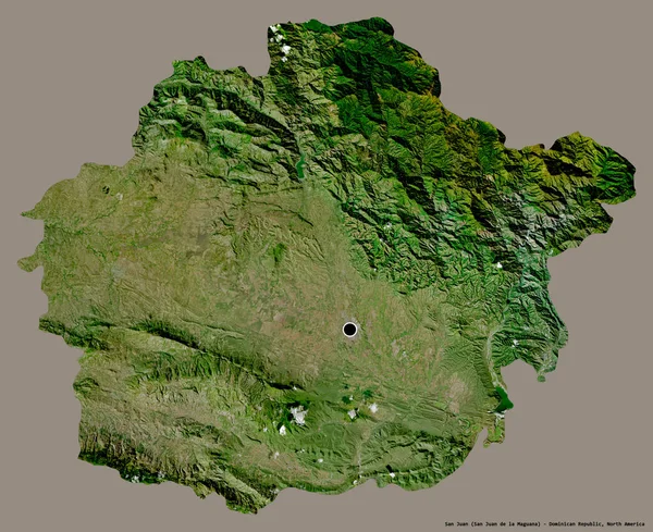 ドミニカ共和国の州 サンファンの形状は その首都はしっかりとした色の背景に隔離されています 衛星画像 3Dレンダリング — ストック写真