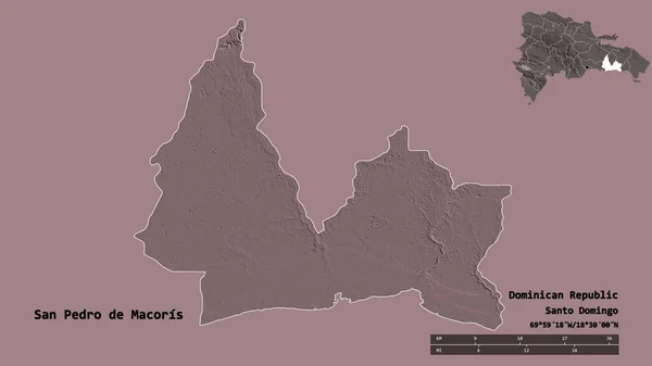 도미니카 공화국 산페드로 모습과 수도는 배경으로 고립되어 지형도 렌더링 — 스톡 사진