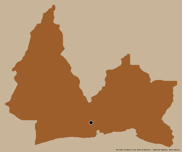 ドミニカ共和国のサンペドロ マコーリス州の形で その首都はしっかりとした色の背景に隔離されています パターン化されたテクスチャの構成 3Dレンダリング — ストック写真