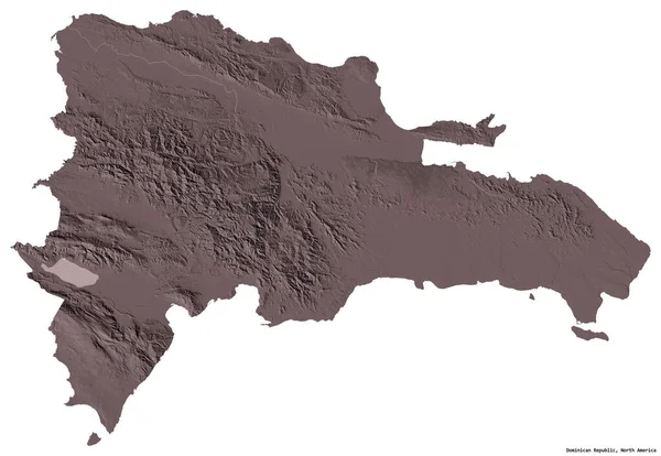 Vorm Van Dominicaanse Republiek Met Haar Hoofdstad Geïsoleerd Witte Achtergrond — Stockfoto