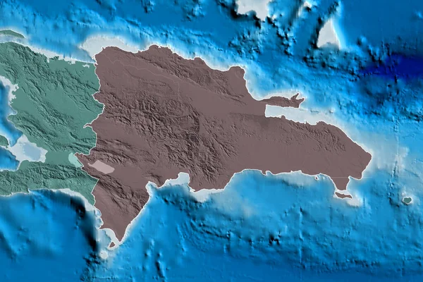 Área Extendida República Dominicana Mapa Elevación Color Renderizado — Foto de Stock