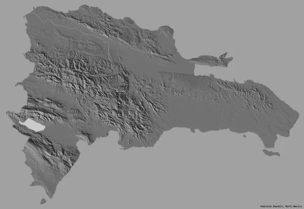 Forma República Dominicana Con Capital Aislado Sobre Fondo Color Sólido — Foto de Stock