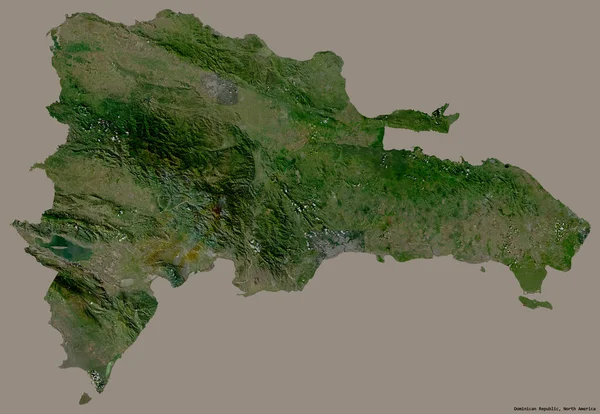 Alakja Dominikai Köztársaság Tőke Elszigetelt Szilárd Színű Háttér Műholdas Képek — Stock Fotó