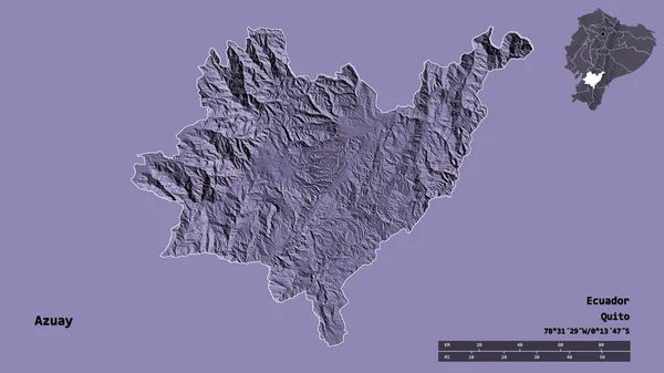 Форма Азуай Провінція Еквадор Столицею Ізольованою Твердому Тлі Масштаб Відстаней — стокове фото
