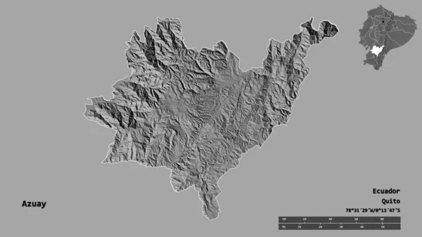 Forma Azuay Provincia Ecuador Con Capital Aislada Sobre Fondo Sólido — Foto de Stock