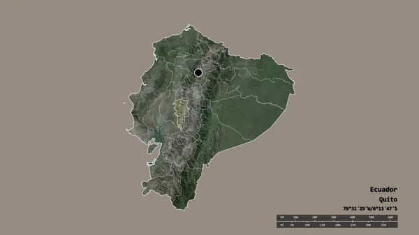 Desaturated Shape Ecuador Its Capital Main Regional Division Separated Bolivar — Stock Photo, Image