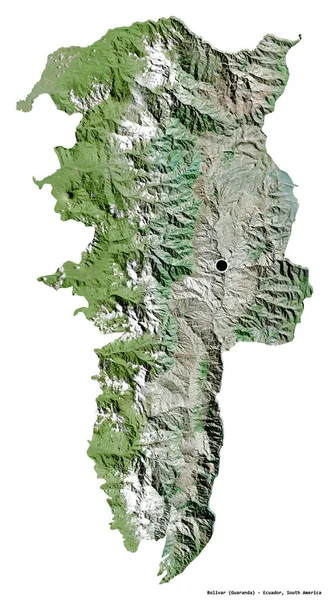 厄瓜多尔玻利瓦尔省的形状 其首都被白色背景隔离 卫星图像 3D渲染 — 图库照片