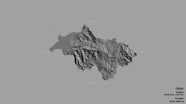 厄瓜多尔加那尔省的一个地区 在一个地理参照框的坚实背景下被隔离 Bilevel高程图 3D渲染 — 图库照片