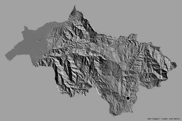 厄瓜多尔的加那尔省的形状 其首都被隔离在纯色的背景上 Bilevel高程图 3D渲染 — 图库照片