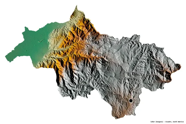 エクアドルのカナル州の形で 首都は白い背景に孤立しています 地形図 3Dレンダリング — ストック写真