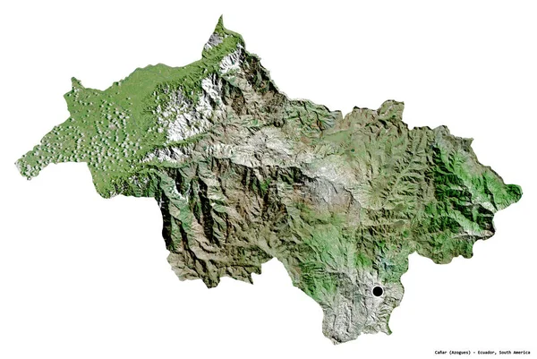 Форма Канар Провінція Еквадор Столицею Ізольованою Білому Тлі Супутникові Знімки — стокове фото