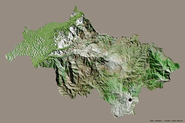 Shape Canar Ecuador Tartomány Főváros Elszigetelt Szilárd Színű Háttér Műholdas — Stock Fotó