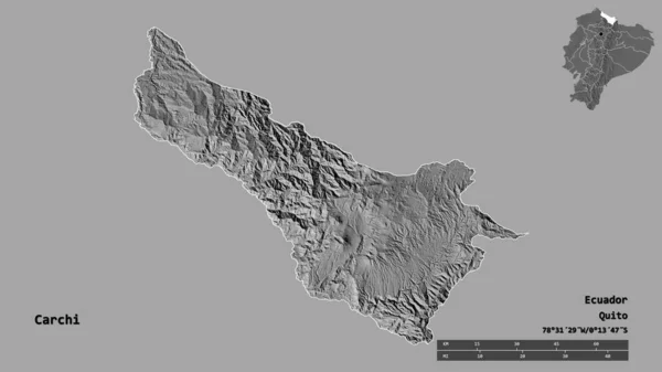 Form Von Carchi Provinz Von Ecuador Mit Seiner Hauptstadt Isoliert — Stockfoto