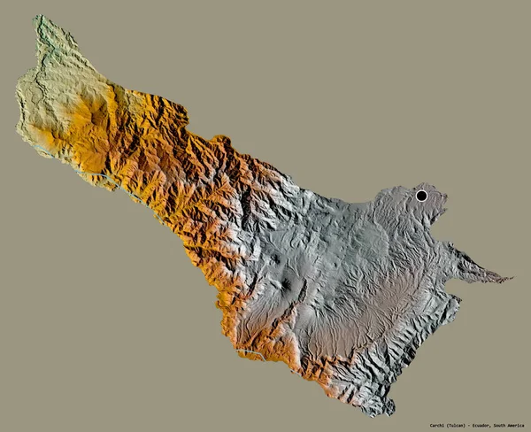 Форма Карчи Провинция Эквадор Столицей Изолированной Сплошном Цветном Фоне Топографическая — стоковое фото